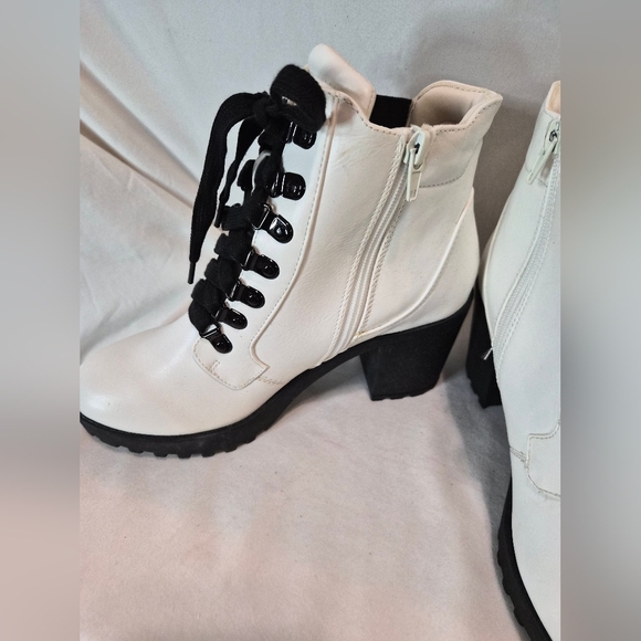 MIA White and Black Lace-Up Combat Boots - Picture 4 of 14